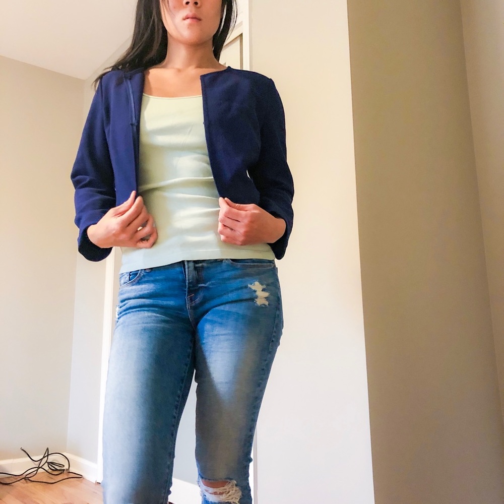 Navy blue Lafayette 148 cropped jacket size 2